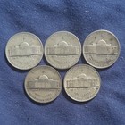 1943 Jefferson Wartime Silver Nickels 5C Lot of 5 P & S Business Strike — photo 2