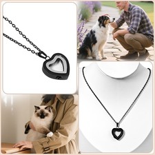 Black Heart Print Pet Ashes Memorial Necklace for Dog  Cat Ashes