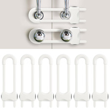 Baby Cabinet Locks Child Safety U Shaped Adjustable Latches 6 Pack White