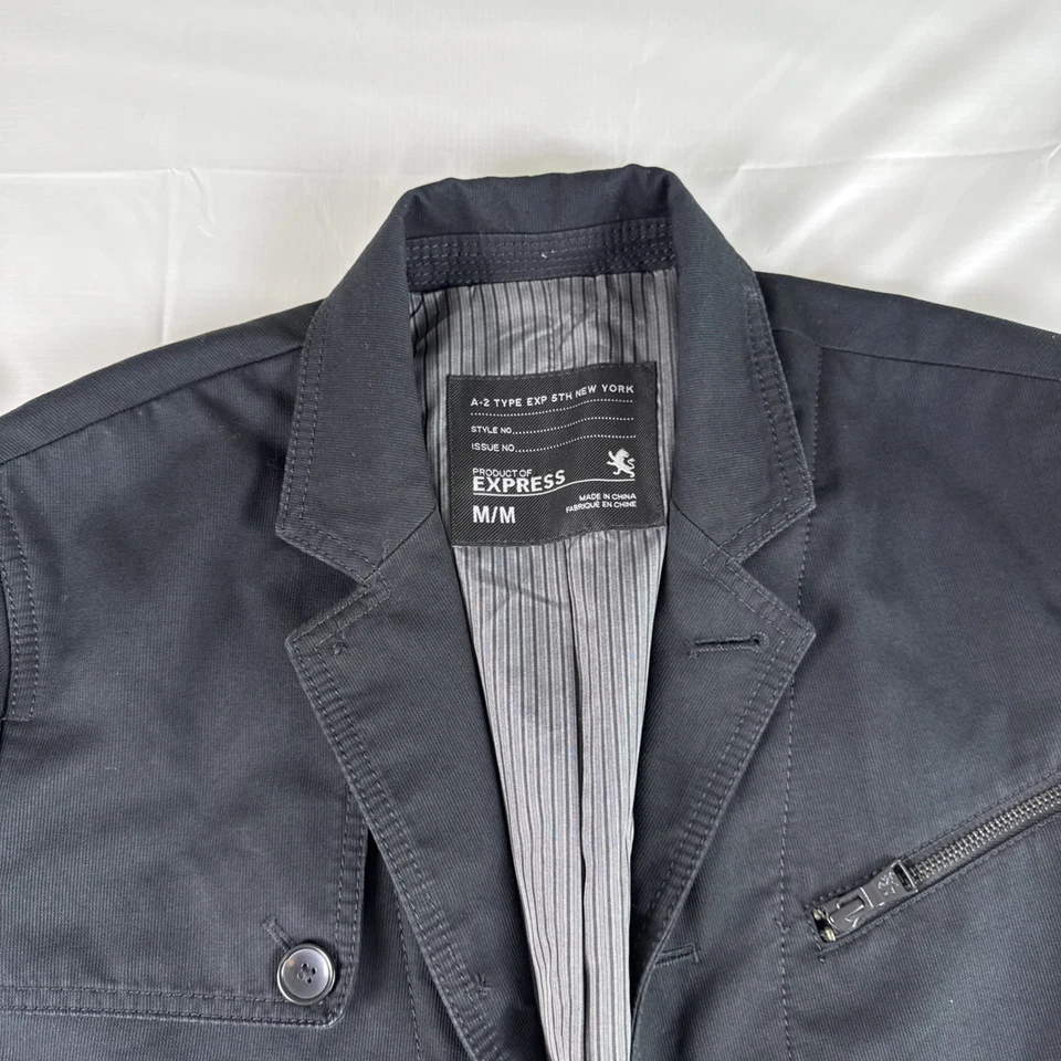 Express Para Hombre M Negro Botón Pesado Camisa Chaqueta Denim "Chaqueta" Tipo A-2 Bolsillos Foto 2 de 4