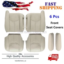 For 03-06 Chevy Suburban Driver & Passenger Bottom & Top Leather Seat Cover Tan