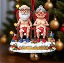 Personalized Funny Old Couple I want to Grow Old With You Christmas Ornament