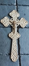 Altes orthodoxes Kreuz mit Kruzifix, Metalllegierung, Relief, 196×105 mm, 160 g.