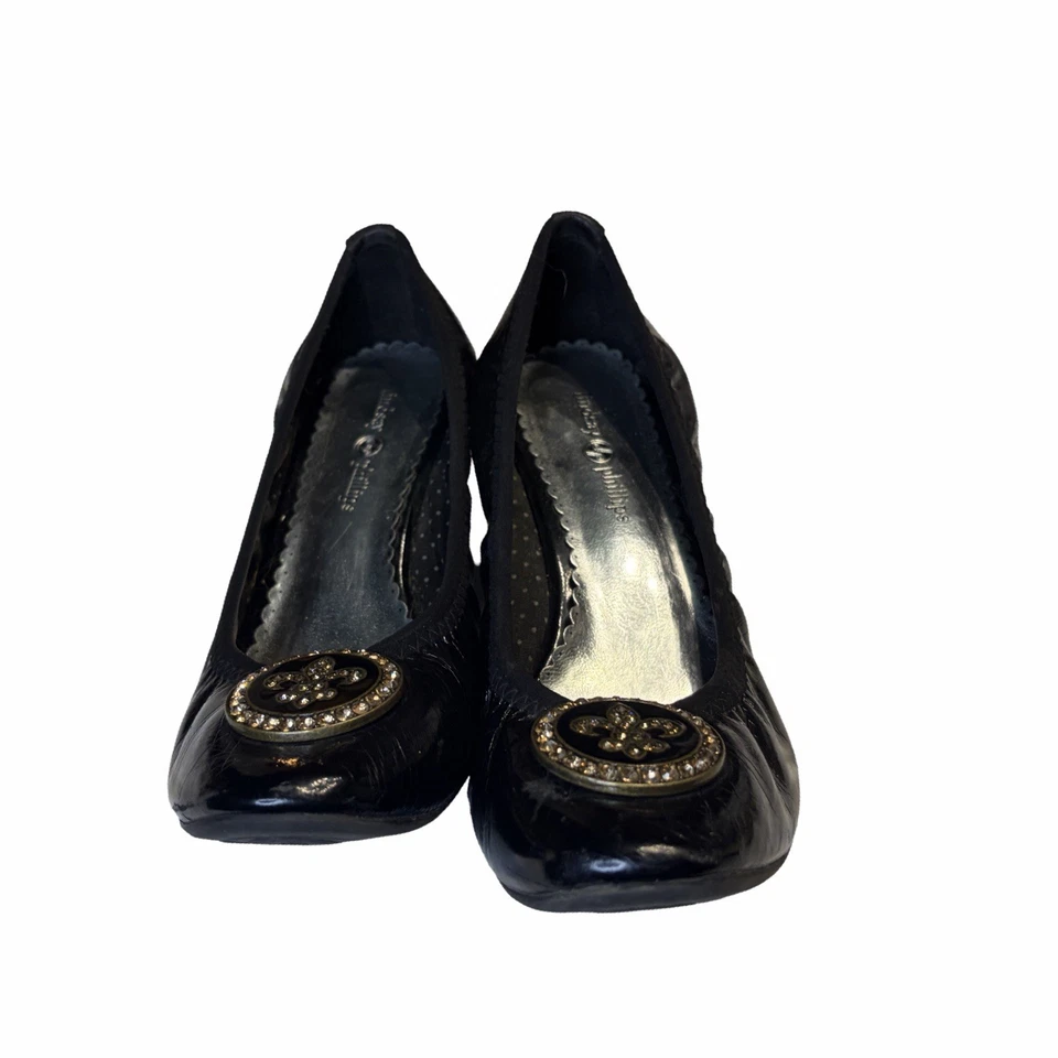 Lindsay Phillips Gatito Tacón Scrunch Pisos Con Adorno Dorado Talla 6 Foto 3 de 4