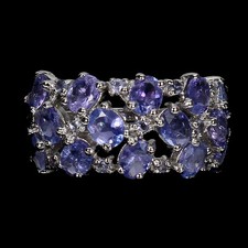 Estate 925 Anello Argento Ovale Tanzanite 5x4mm Naturale Gemma Gioielli Misura 9