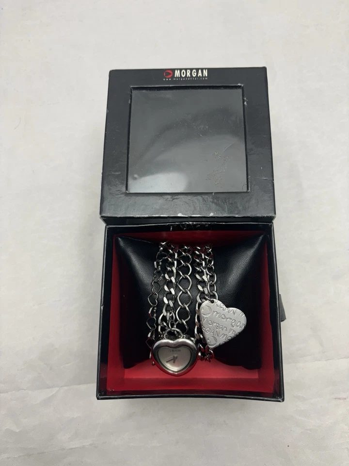 Morgan Ladies Silver Colour Chain Bracelet Heart Pendant Watch — 第 2/4 张图片