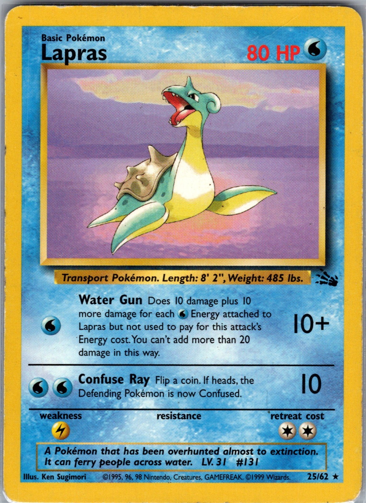 Lapras (25) Unlimited Rare Fossil 25/62 NM