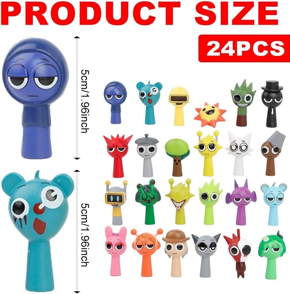 InteDesign 24 PCS Sprunki Action Figures toys Set, Colorful Toy Sprunki ...