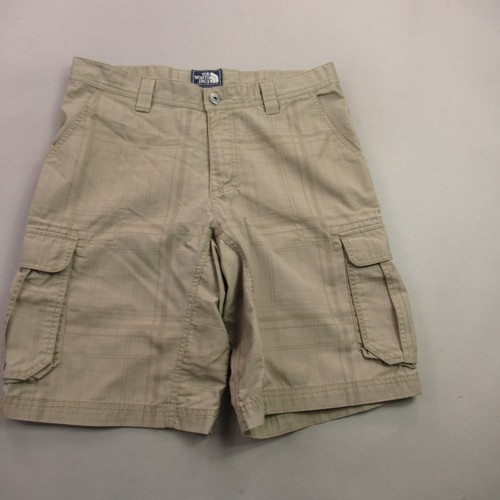 North Face Shorts Mens 34 Outdoors Hiking Pockets Lightweight Beige Plaid Cargo - Picture 1 of 11