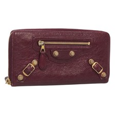 BALENCIAGA Long Wallet Leather Purple 253053 Auth sw423