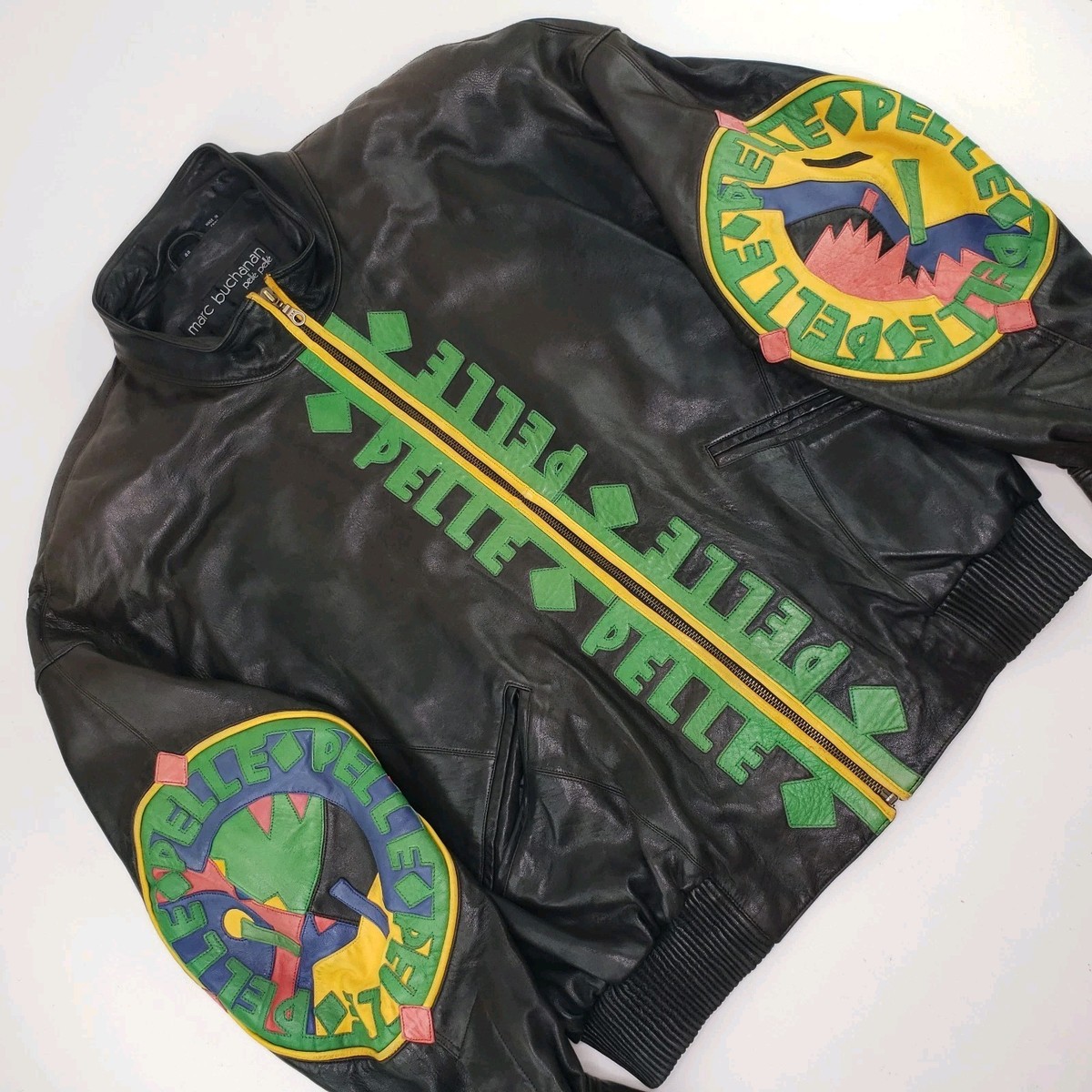 Vintage 90s Marc Buchanan Pelle Pelle Black Leather Jacket Mens