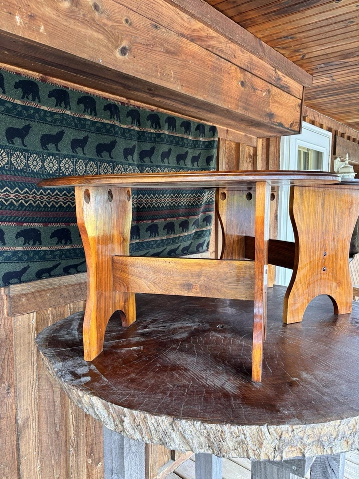 Juego de dos mesas auxiliares de nogal negro a rayas de tigre. madera totalmente natural Foto 4 de 4