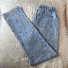 Mini Boden Heart Pockets Rainbow Dots Pull On Denim Pants Size 12