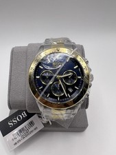 HUGO BOSS HB1513767 HERO SPORTS SILVER/GOLD/BLUE CHRONOGRAPH MENS WATCH USA 