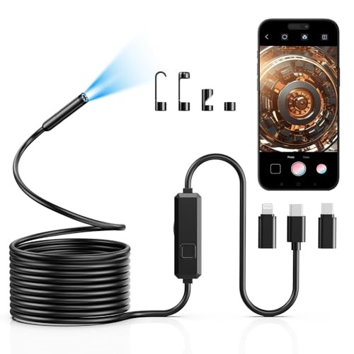 Endoscope Camera with Light, 1920P HD Borescope with 8 LED Lights, 16.5 FT