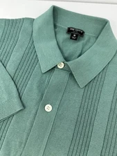 NWOT Todd Snyder Silk/Cotton Blend Ribbed Placket Polo Mens Sz M Teal Z6