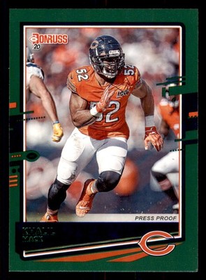 2020 Donruss #57 Khalil Mack Press Proof Green Orange jersey Chicago Bears