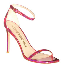 Stuart Weitzman NUDISTCURVE 100 ORCHID IRIDESCENT Patent Sandal 6 MSRP 495 NWB