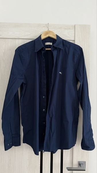 Men Etro Shirt Navy Cotton 40