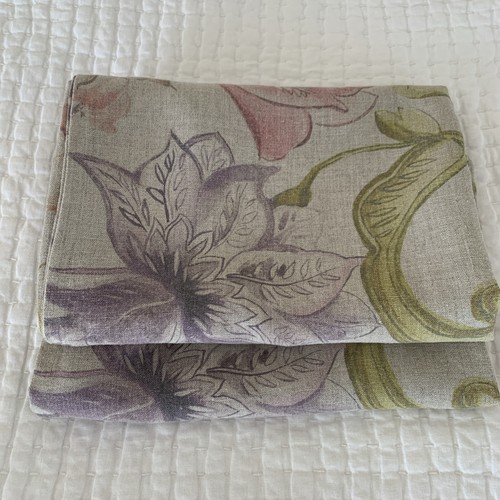 2 Magaschoni Home Floral LINEN Throw Pillow Covers 23.5x23.5 Set Purple green - Picture 10 of 10