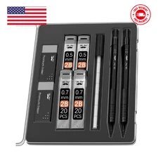 Metal Mechanical Pencil Set, 2 Sizes, 0.5 & 0.7mm Sketching & Drafting Pencil