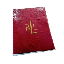 NEW Ralph Laure 60 x 84 Oblong Red/Mahroon Basket Weave Cotton Blend Tablecloth