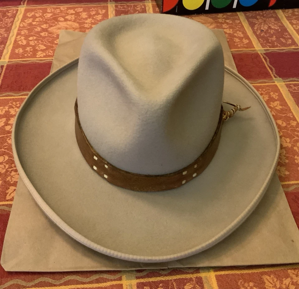 Chapéu Knudsen Western lã bronzeado 7 3/8 gota rasgada aba larga enrolada - Imagem 2 de 4