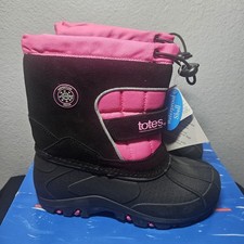 Totes Kids Girls Black/Pink Winter Snow Boots Jaclyn Sz 2M Waterproof