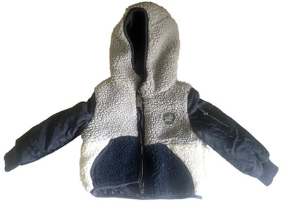 Original Marines Toddler Sherpa Puffer Hooded Warm Jacket Gray/Blue/white 9/12M