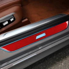 Exterior Door Sill Panel Cover For BMW 7 Series G11 G12 15-22 Red Carbon Fiber