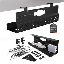 Under Desk Cable Management Tray no Drill Wire 1 piece set, Black