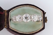 Antique 5 Stone Diamond Ring Old Cut Diamonds 18ct Gold Platinum Size N