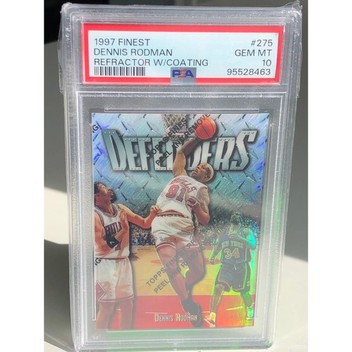 1997 Topps Finest Silver rifrattore con rivestimento 275 Dennis Rodman /1090 PSA 10 Pop1 - Foto 6 di 11