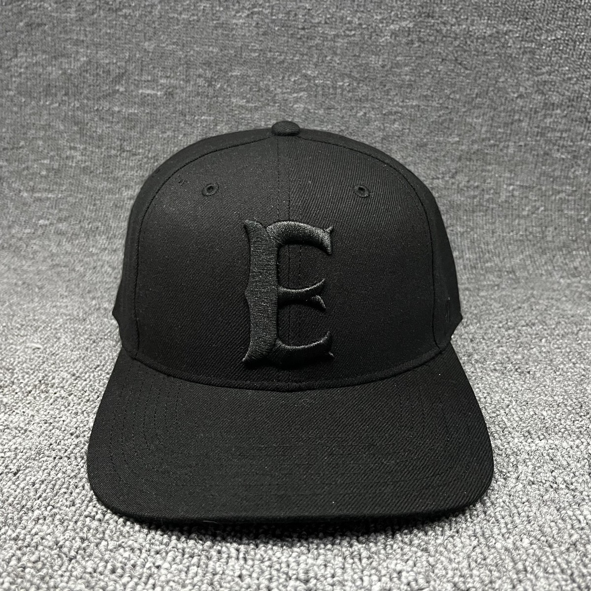 47 Brand Black Snapback Hat Cap Stylized E Logo Adjustable