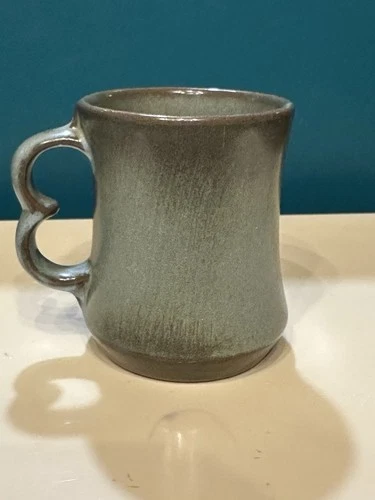 Frankoma Double Trigger Finger Blue Gray Coffee Mug Pottery C9