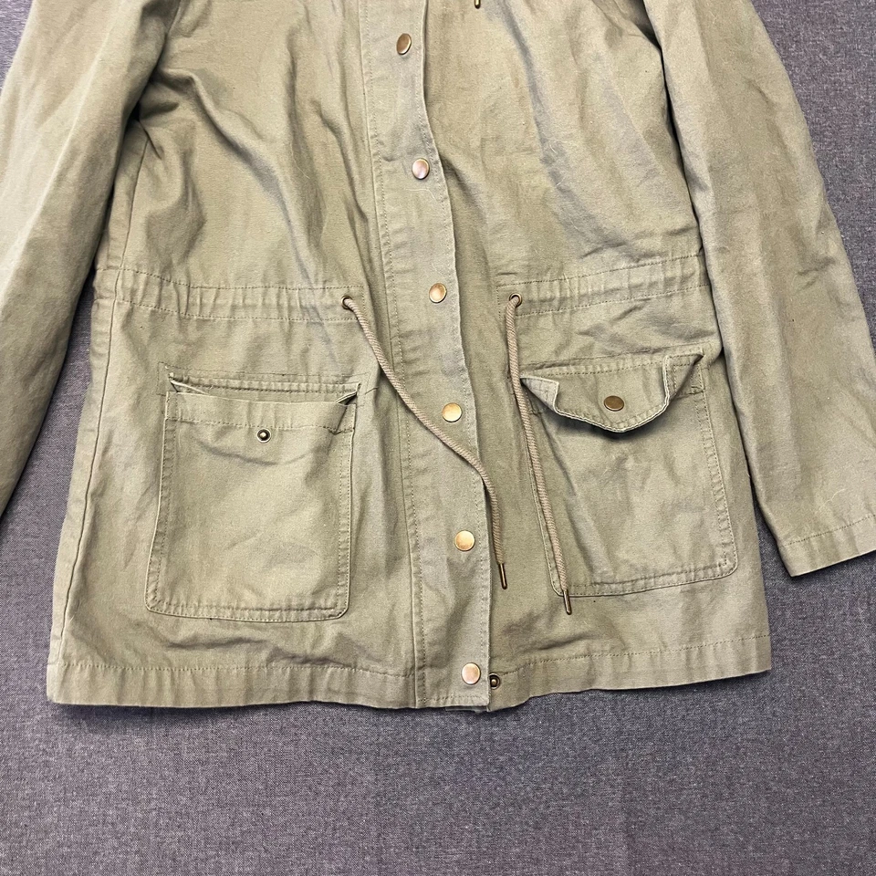 Chaqueta para mujer Forever 21 talla M verde utilitaria anorak con capucha cordón ropa de trabajo Foto 3 de 4