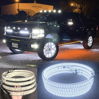 8 Row 15.5'' White Double Side LED Wheel Ring Lights Strobe Rim Light Flashing