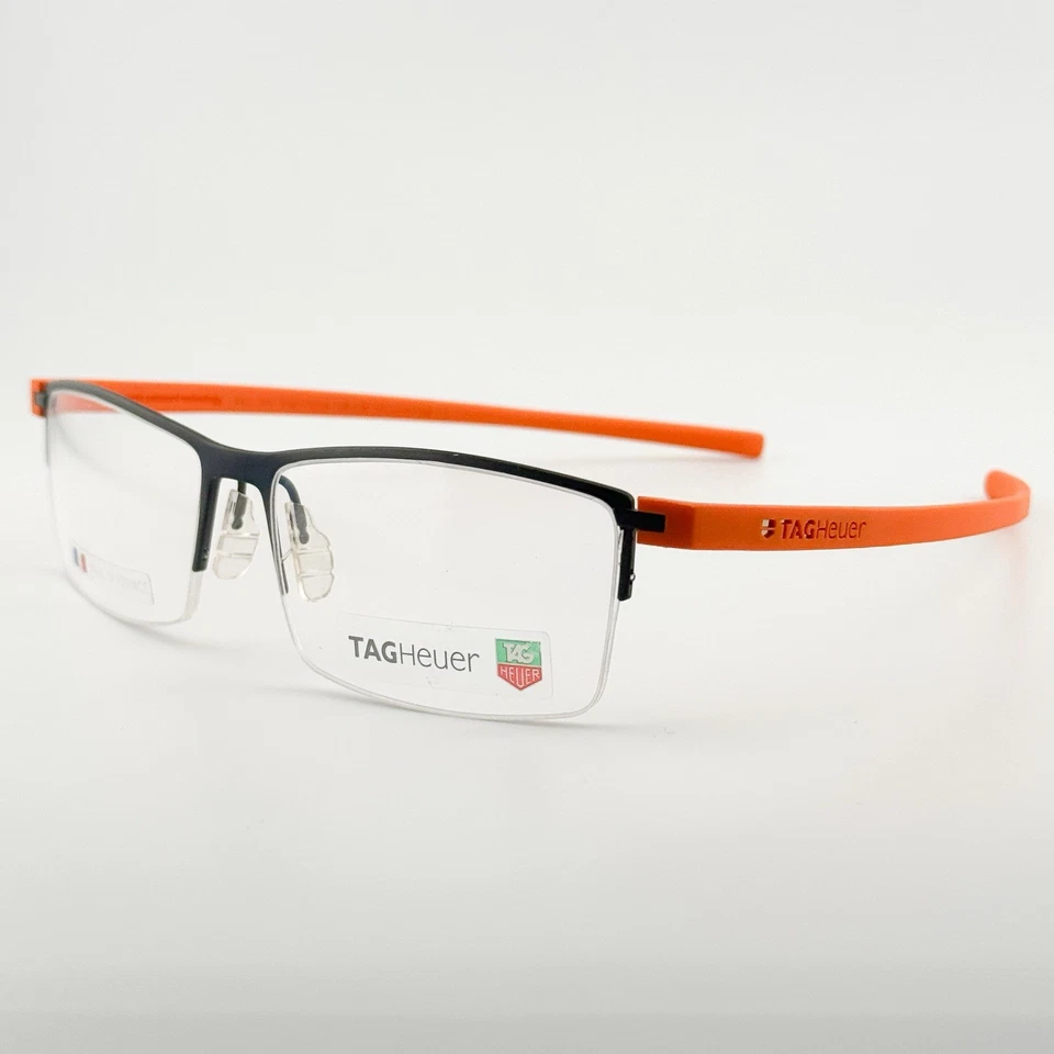 Auténticas gafas Tag Heuer TH 3921 media llanta reflectante marco negro/naranja Francia Foto 2 de 4