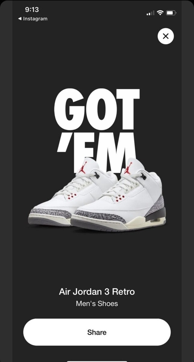 123jjj Jordan 3 Retro OG Mid True Blue Size 8.5 854262-106 White OG