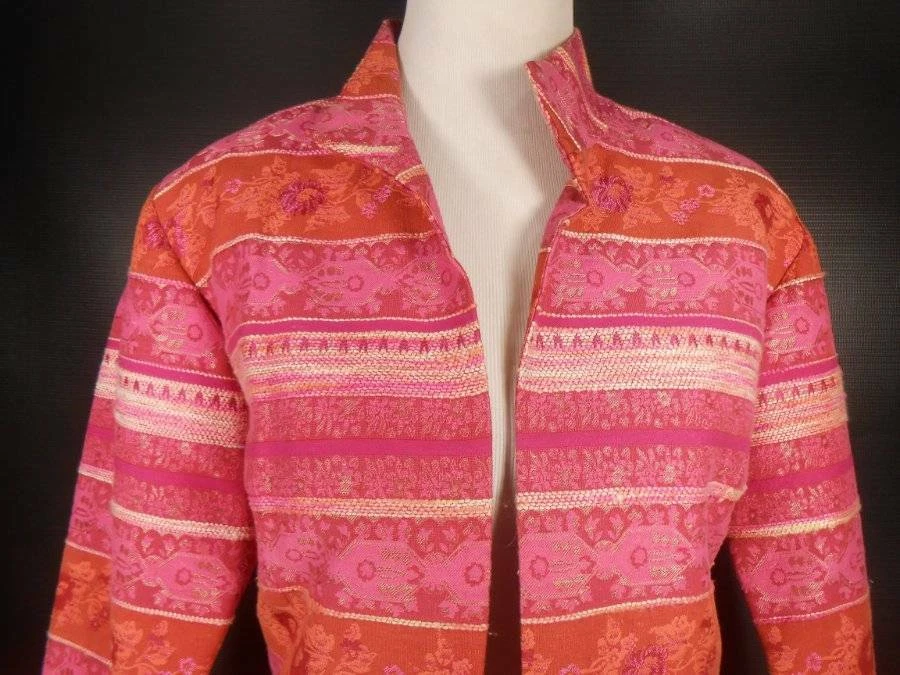 Hermosa Chaqueta Blazer Para Mujer 12P Petite 12 Coldwater Creek Rosa Rayas LS Foto 2 de 4