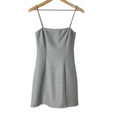 Reformation Sleeveless Mini Dress size M Silver Metallic Micro Bodycon Party