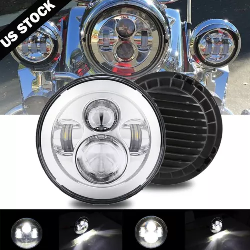 7 Inch LED Headlight Projector Halo Motorcycle For Harley Dyna Cafe Racer Bobber