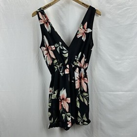 Charlotte Russe Small Black Floral Romper Sleeveless Jumper Ruffles Dressy