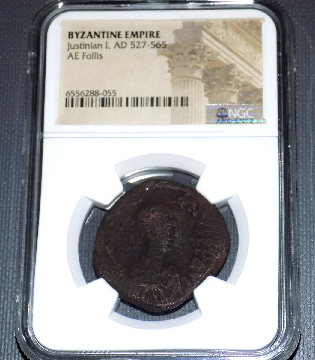 α(アルファ)ジーニアス NGC BYZANTINE EMPIRE JUSTINIAN I AE Follis 527-565 AD Certified