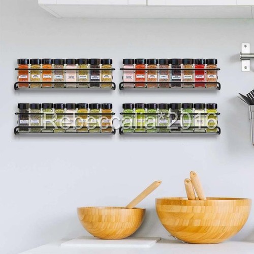 4PCS Metal Spice Rack Wall-mounted Jar Holder Kitchen Storage Cupboard Doors - Picture 4 of 10