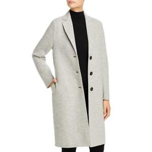 Harris Wharf London Womens Gray Boiled Wool Long Coat Outerwear 46 BHFO