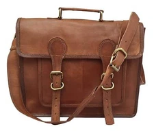 16" Custom Vintage Briefcase Satchel Leather Laptop Messenger Bag Shoulder Men 