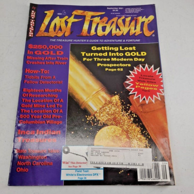 Lost Treasure Magazine September 2001 Hunters Guide Metal Detector Techniques