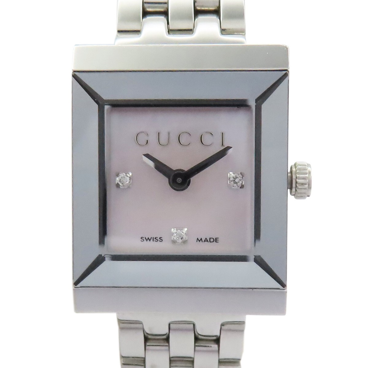 GUCCI G-Frame Watch 128.4 Quartz Mother of Pearl Diamond