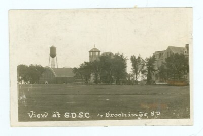 BROOKINGS,SOUTH DAKOTA-VIEW AT S.D.S.C.-RPPC-WATER TOWER-(SD-B)